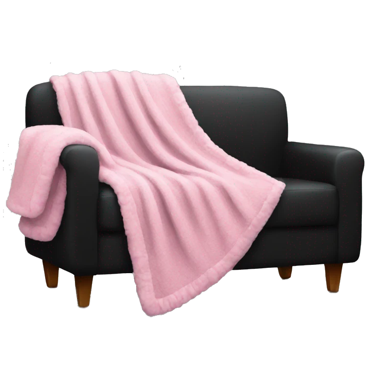 Pink cozy blanket on a black sofa  emoji