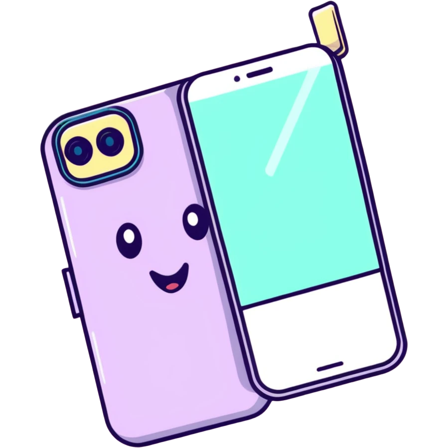 Y2K style folder phone taking a selfie, metallic and pastel colors, sparkles emoji