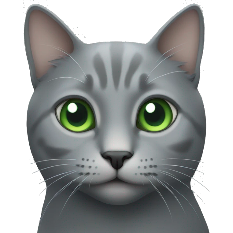 Gray cat with green eyes emoji