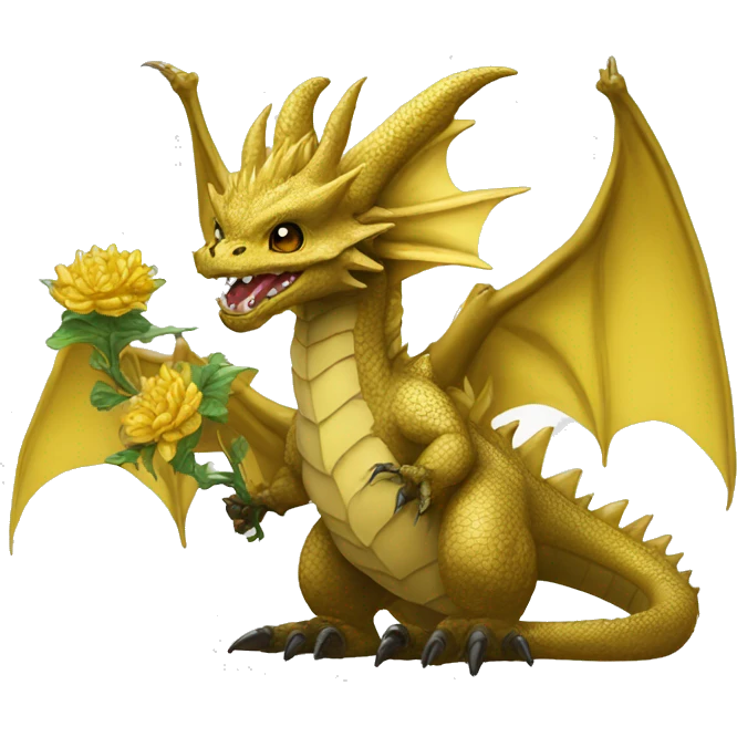 king ghidorah holding black flower emoji
