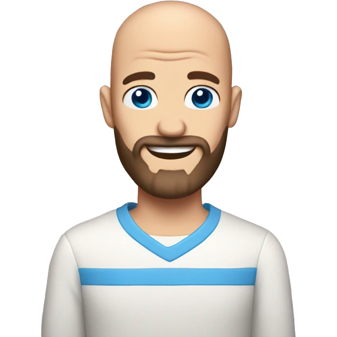 bald man with beard blue eyes birthday cake emoji