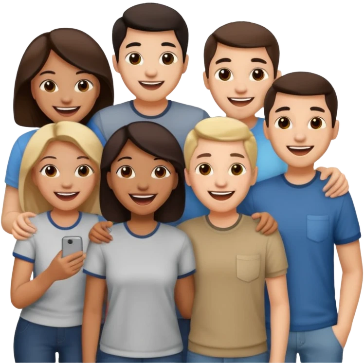 group of friends on couch having fun emoji
