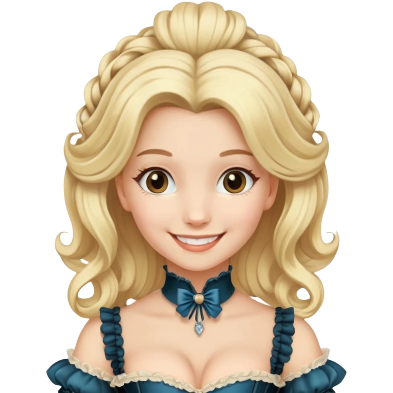 девушка блондинка в парике 18 века и корсете радуется emoji