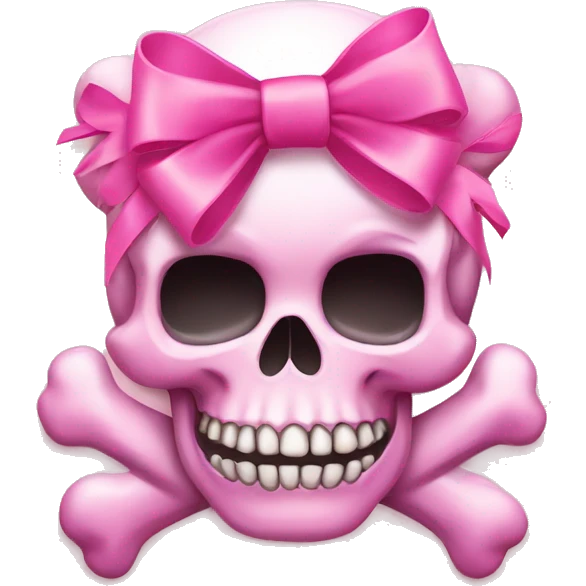 Pink Girly Skull and crossbones with pink bow  emoji