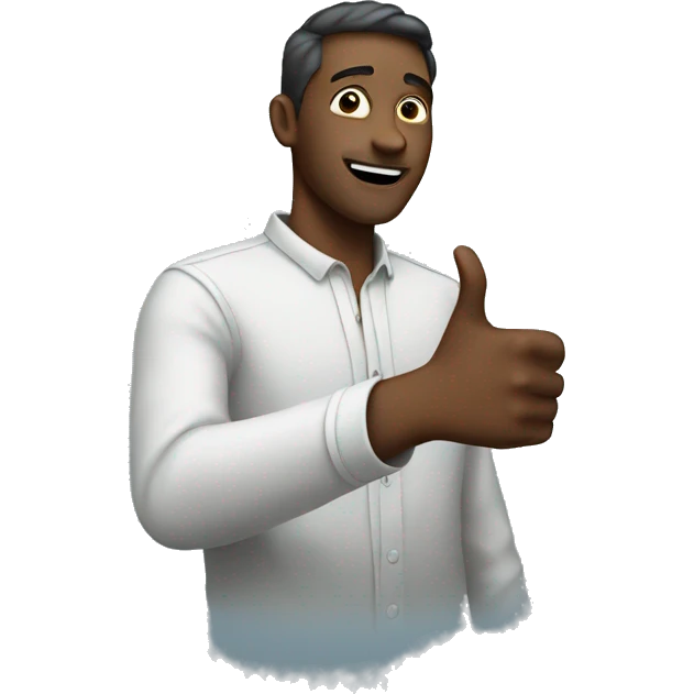 man pointing at sky with both hands emoji