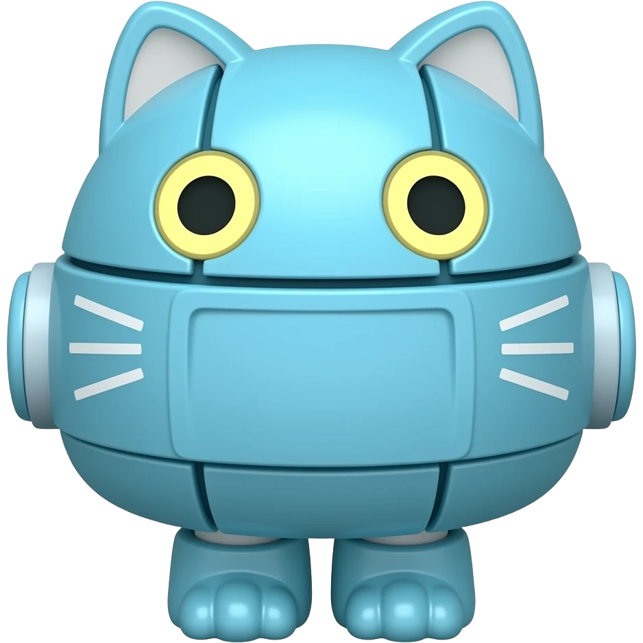 Cat-shaped cyan,Toy Robot. emoji