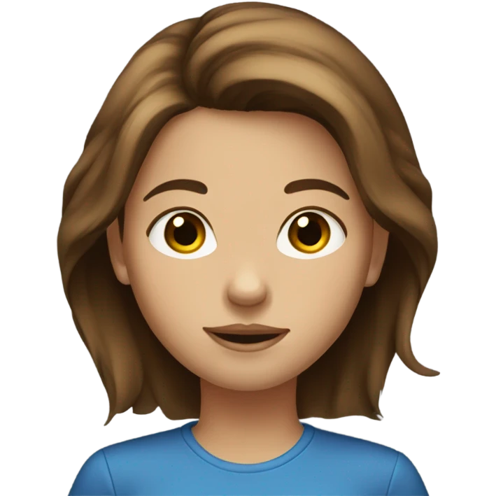 brown hair girl blue e emoji