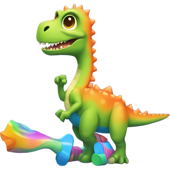 Dino wearing a swimsuit and heels emoji