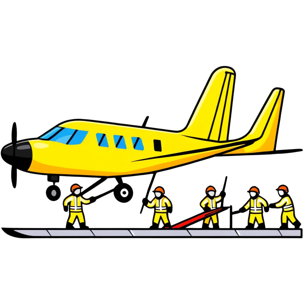 ramp agent with marshalling wands guiding aircraft, wearing bright yellow coat emoji