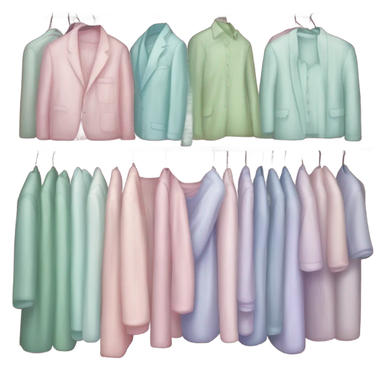 Aesthetic organized closet with pastel clothes emoji