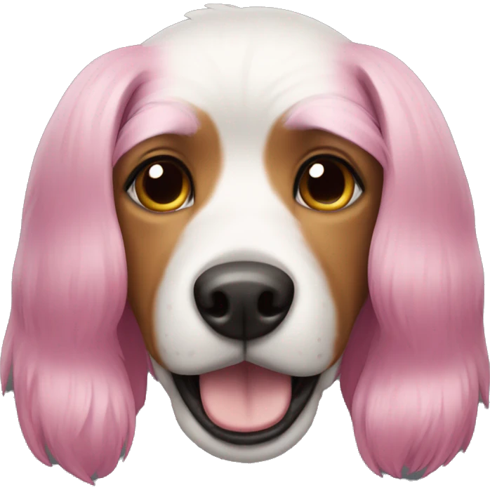 A pink haired dog emoji