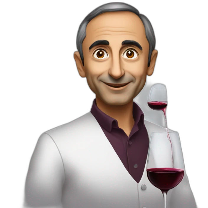 Eric zemmour with a class of wine emoji