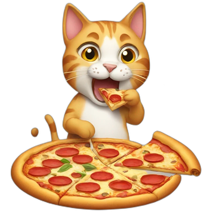 cat eating pizza emoji