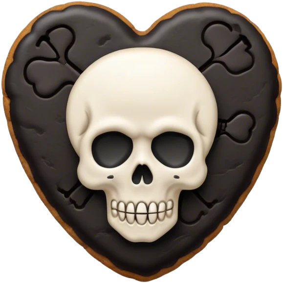 Black cookie heart with skull emoji