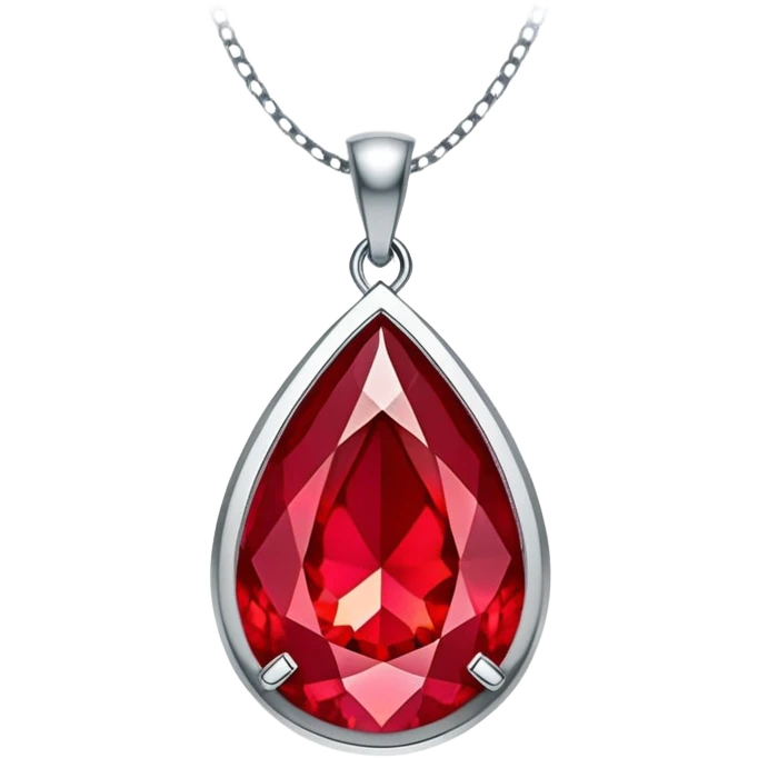 close-up of a ruby's fiery core in a teardrop pendant, glowing intensely emoji