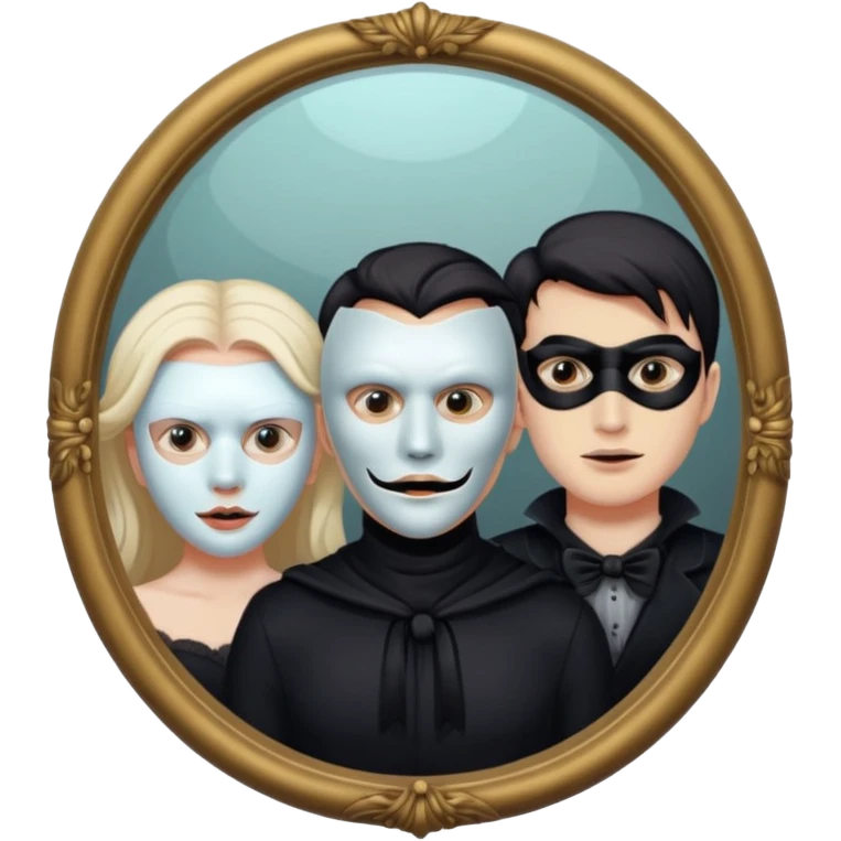 Spooky Man on mask in mirror behind woman emoji