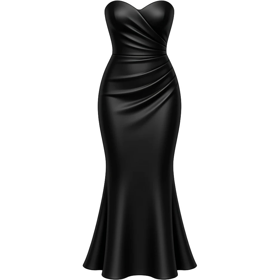 black strapless dress form fitting, floor length emoji