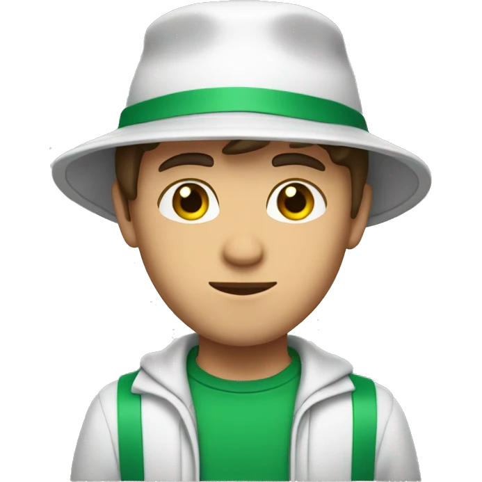 brown haired male with a bucket hat, he is a white ukrainian with green eyes emoji