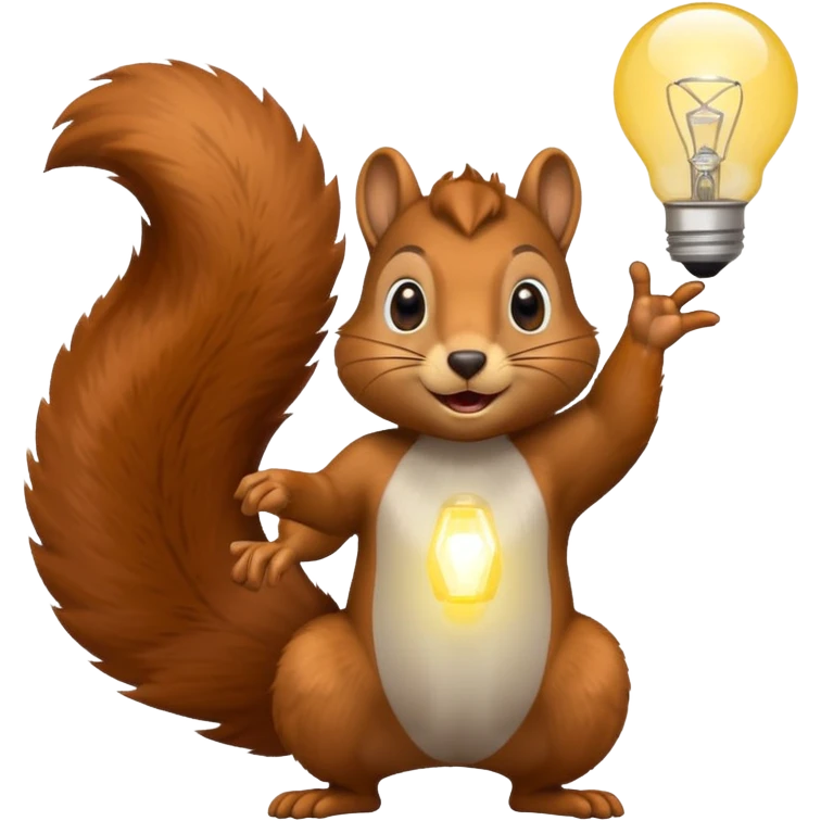 a squirrel with a lightbulb above its head, looking excited emoji