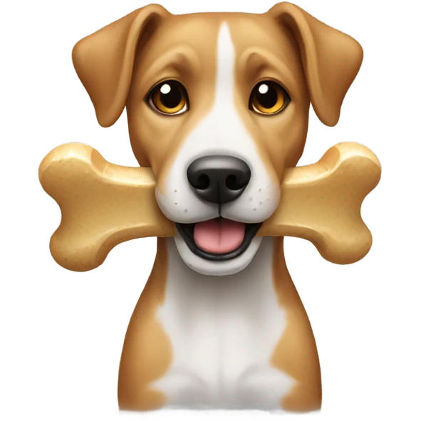 Dog with bone in mouth emoji