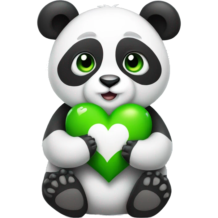 Panda with green heart emoji