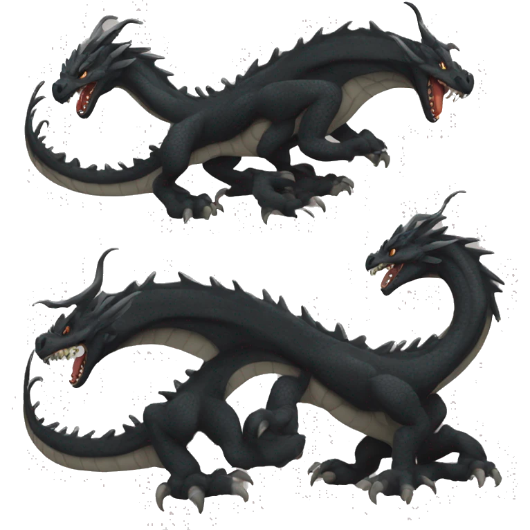 Large black dragon with a mean face  emoji