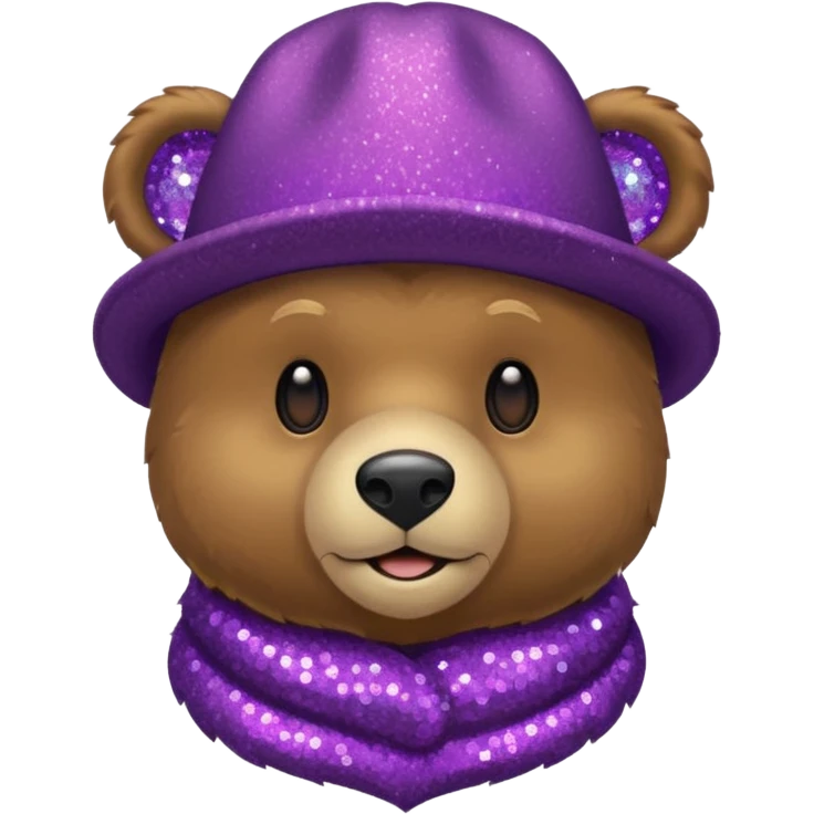 Urso adulto com boné roxo com glitter emoji