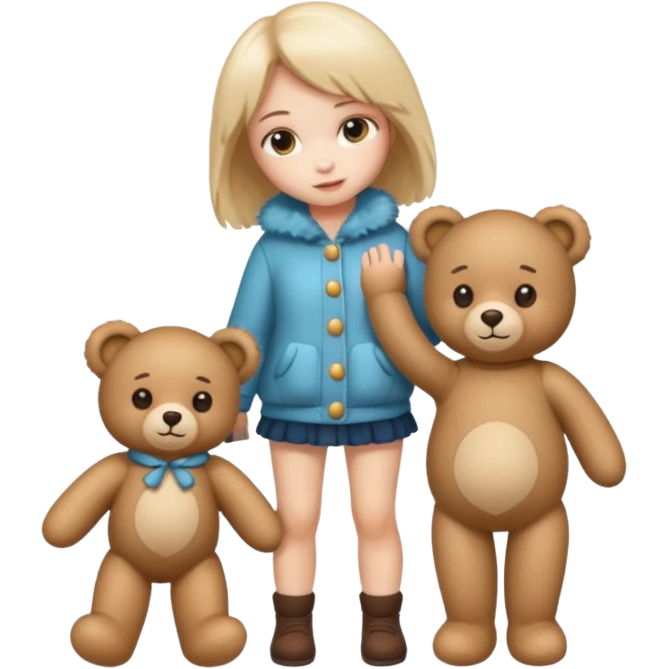 a full body of girl kid wearing fur clothing, playing teddy bear



















 emoji
