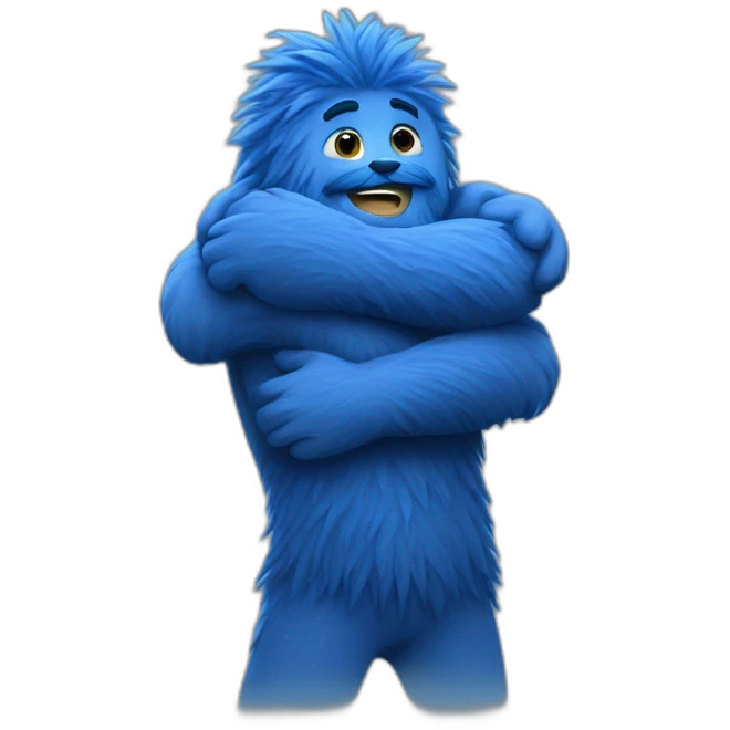 BLUE HAIRY GUY HUG  emoji