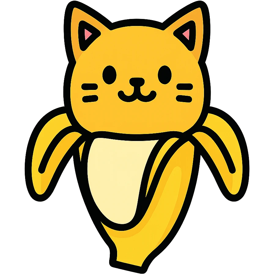 banana cat icon with color and black outlines emoji
