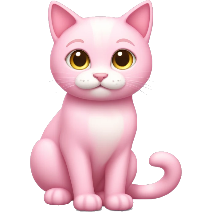 Cat "A pastel pink cat with glossy fur, big sparkling eyes, a glowing tail tip, and tiny heart-shaped sparkles floating around its body." emoji