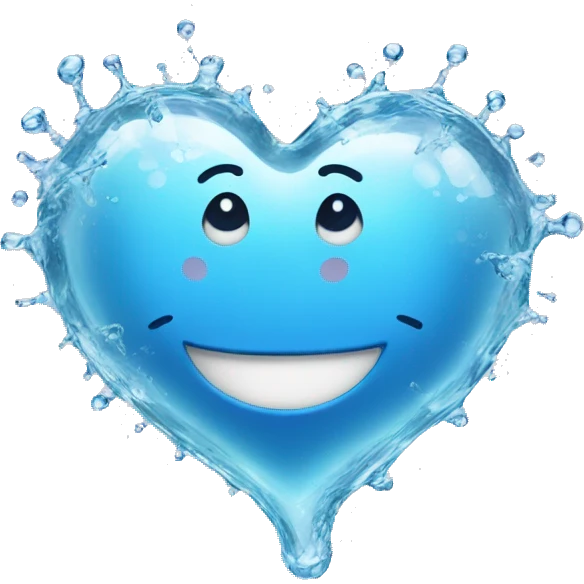 A happy heart made out of water emoji