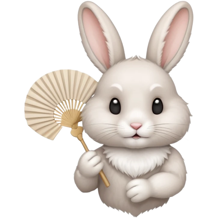 A rabbit hold a folding fan playfully emoji