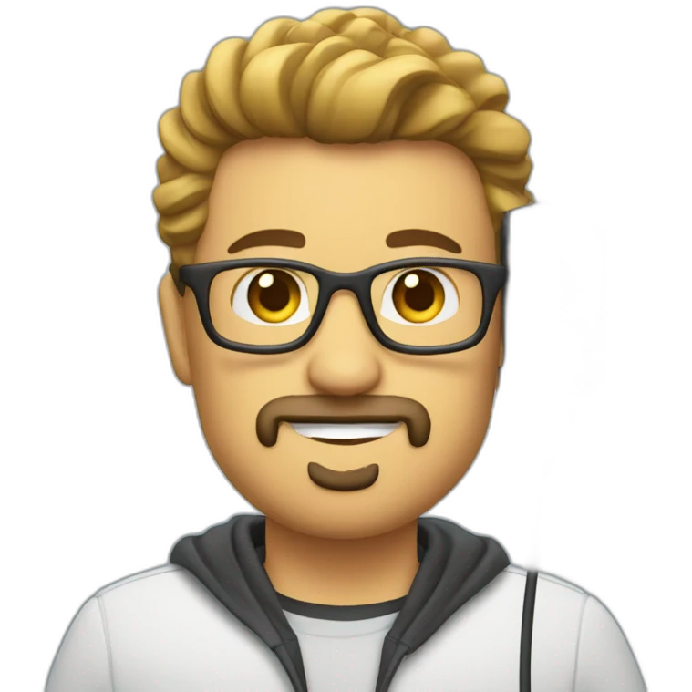 Podcaster with microphone headphones goatee emoji
