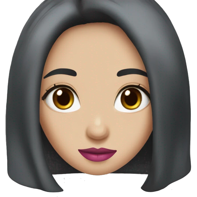 Pretty girl with long black hair and brown eyes with pink lipstick and fair skin emoji