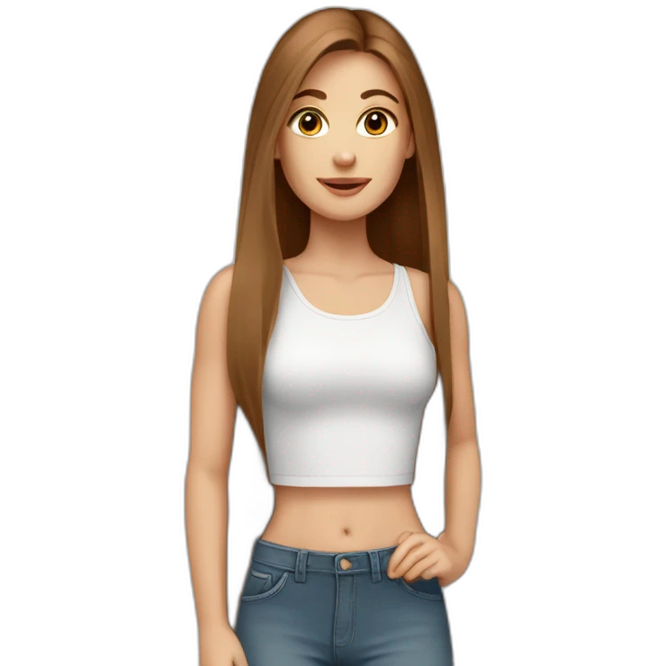 white-girl-with-long-straight-brown-hair-wearing-crop-top emoji