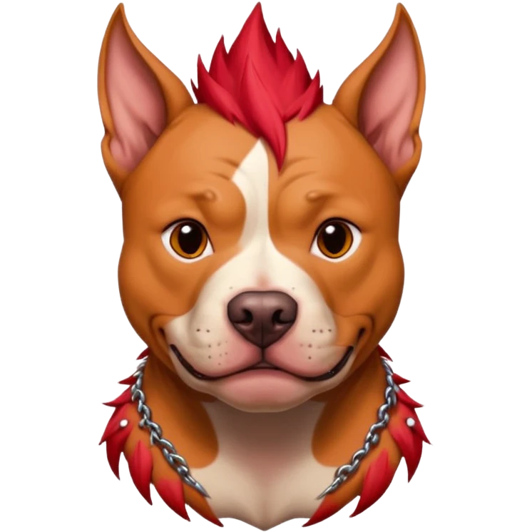 very tattoed pitbull dog with red spky hair emoji