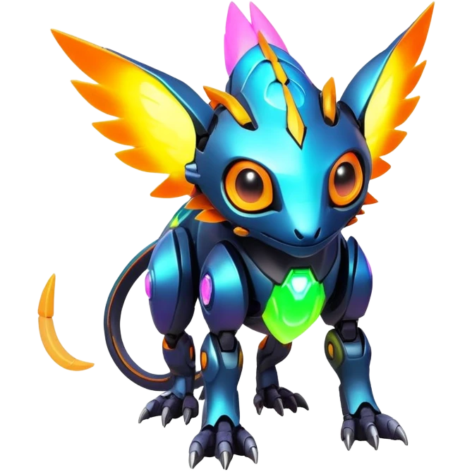  exotic futuristic warm-colored modern colorful neon-colored cyber-Fakémon-Digimon-Trico-creature emoji