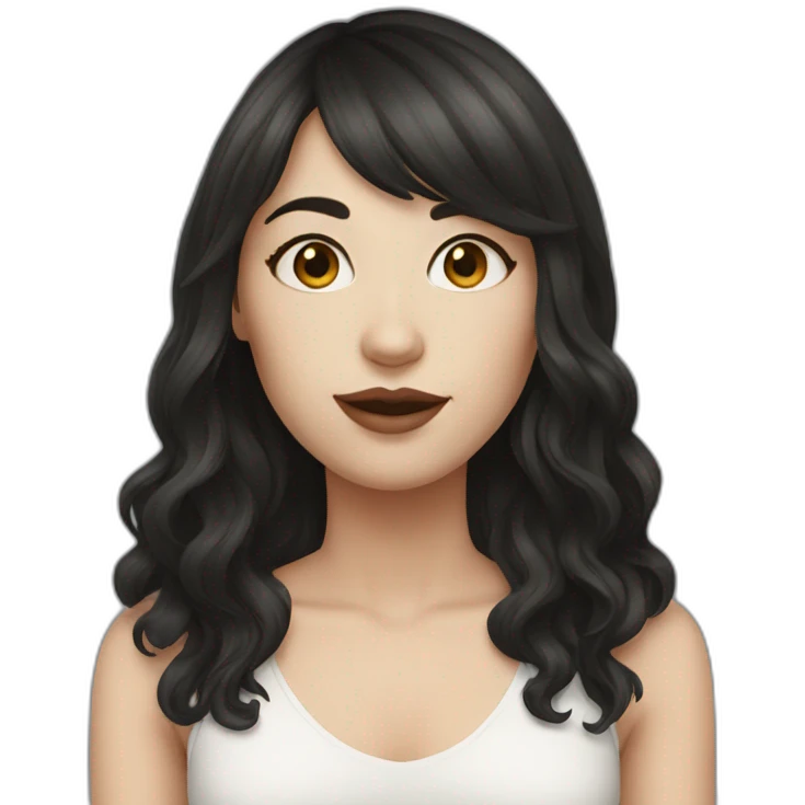  white skin women dark hair with bangs  emoji