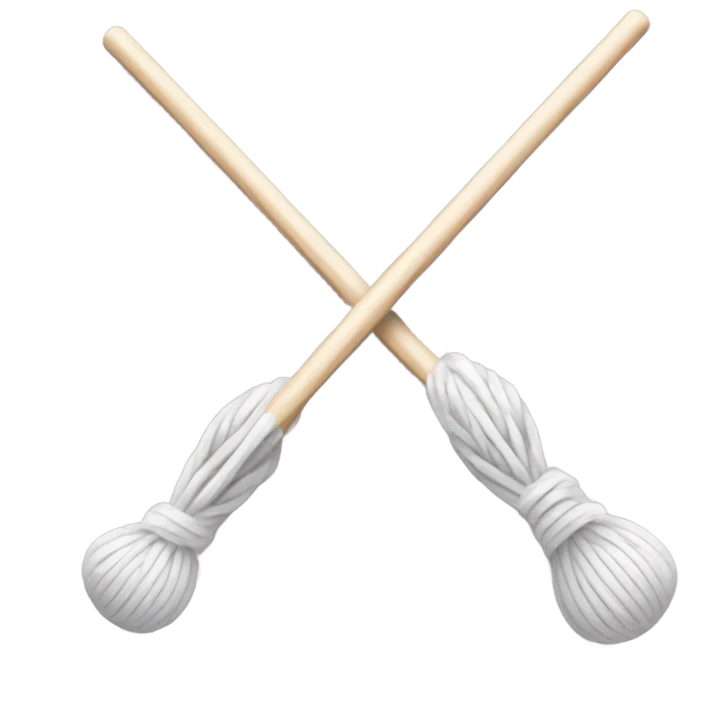 Black and white knitting needles in yarn emoji