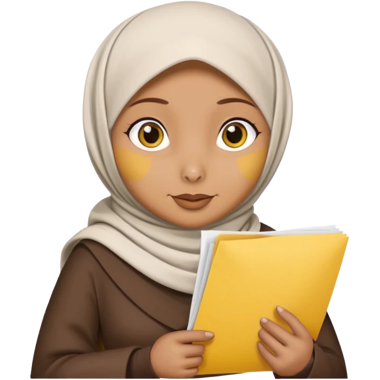turkey bird wearing a hijab holding a yellow paper emoji