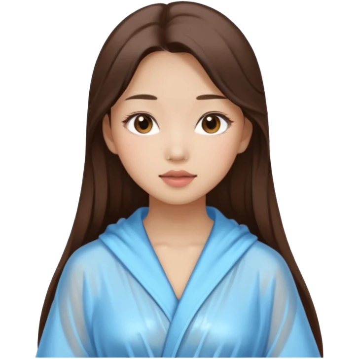 girl aesthetic emoji, asian beautiful make up long brown hair shower clothes emoji
