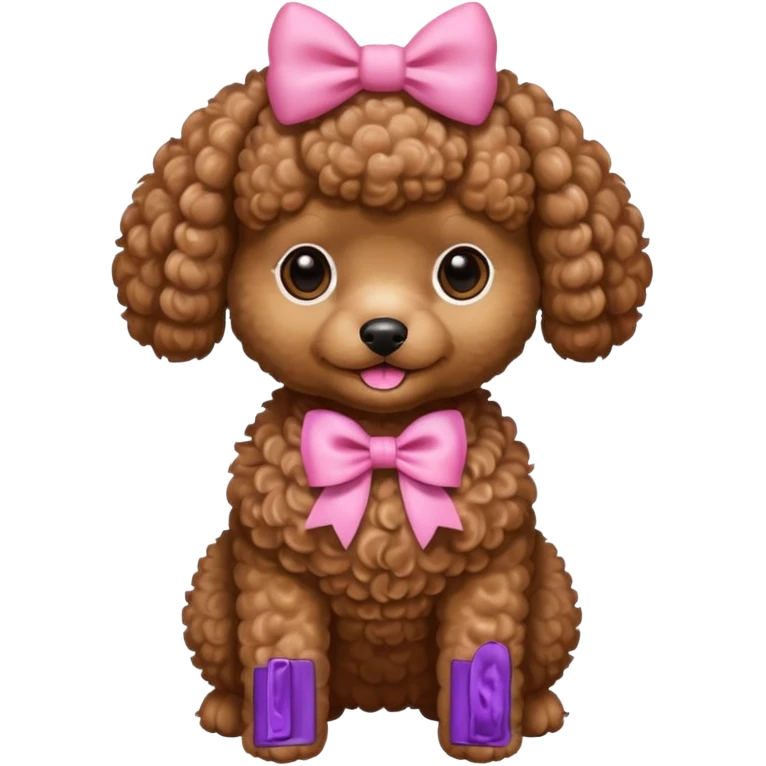 Brown toy poodle with pink bow emoji