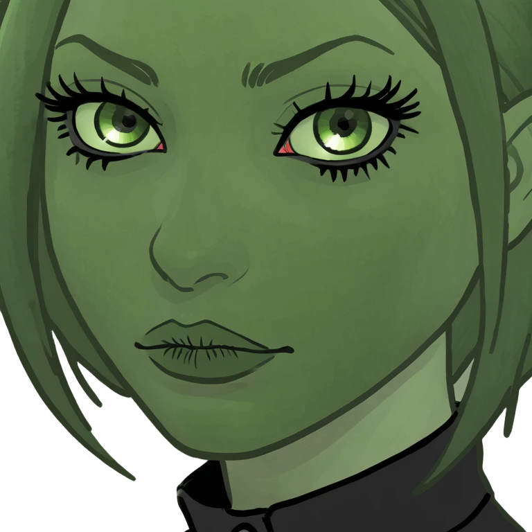 Goth gf with green eyes emoji