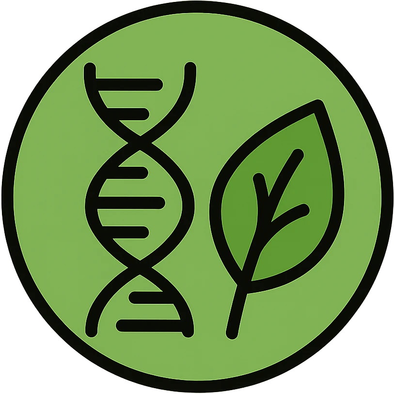 NON-GMO icon, clear and recognizable, suitable for labeling, green color palette, modern and clean design, no text, includes a leaf or plant element emoji