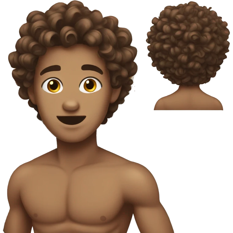 Hot boy with brown curly hair and abs emoji