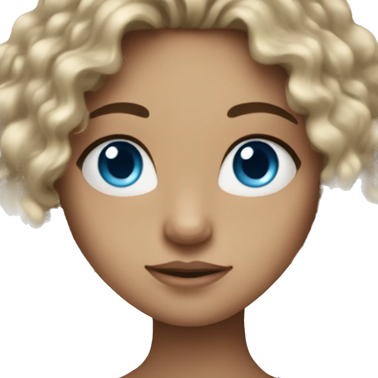 Blue eyes girl with long dark curly hair emoji