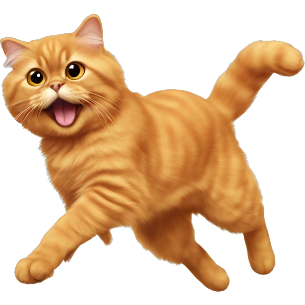 Orange persian cat jump emoji