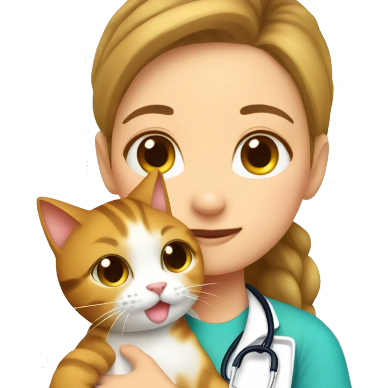 cat cuddles veterinarian girl emoji