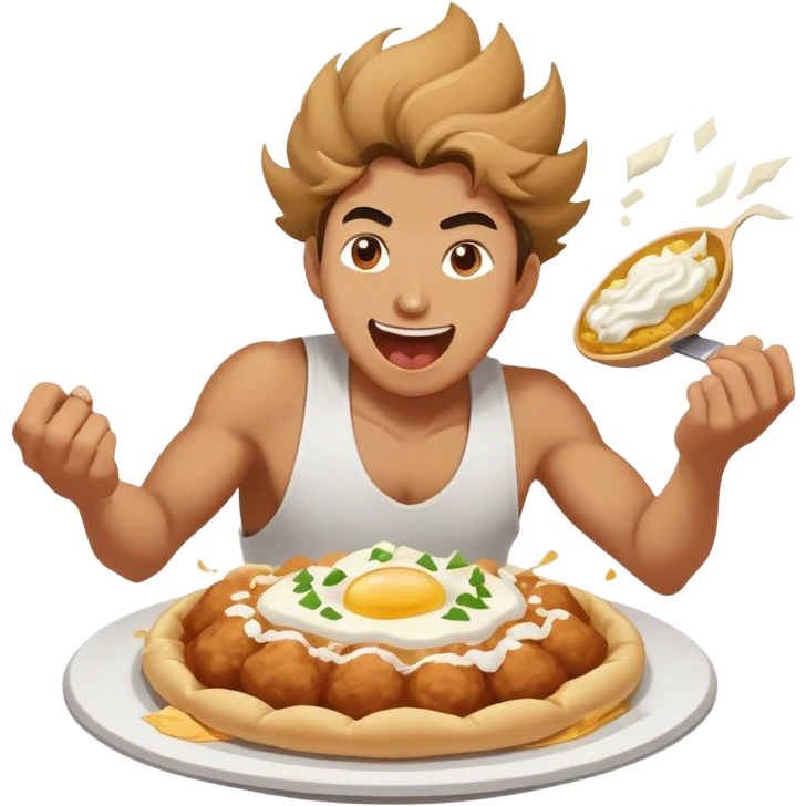 person smashing a Hungarian lángos with energetic expression emoji